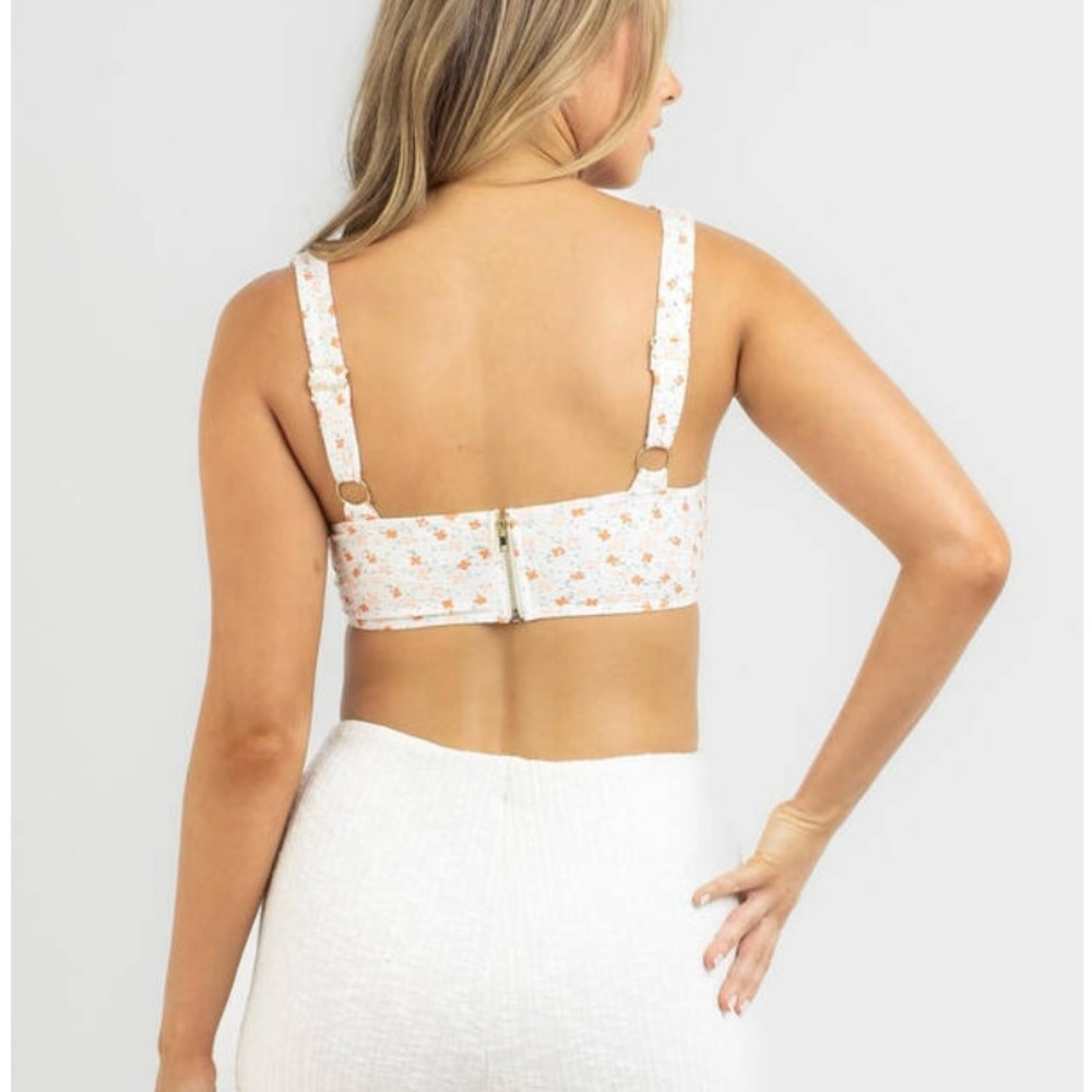 Mooloola Corset crop top Floral White